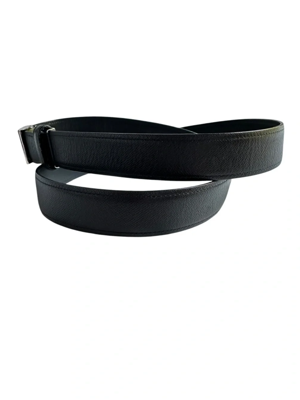 Genuine BURBERRY Logo Black Leather Men Dress Belt XL Adjustable Reversible